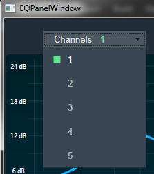 A screenshot of the channel selection drop down in the EQ panel